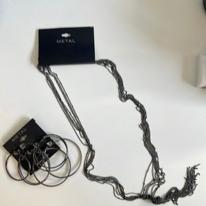 Very dark gray earrings and necklace. NWT